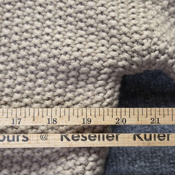 Chunky Knit Sweater Womens Small Beige Textured Pullover Acrylic High Neck Cozy - Picture 7 of 9